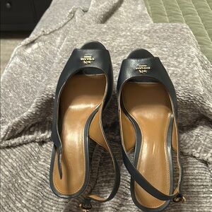 Coach Dark Navy Blue Wedge Shoes Elegant Design